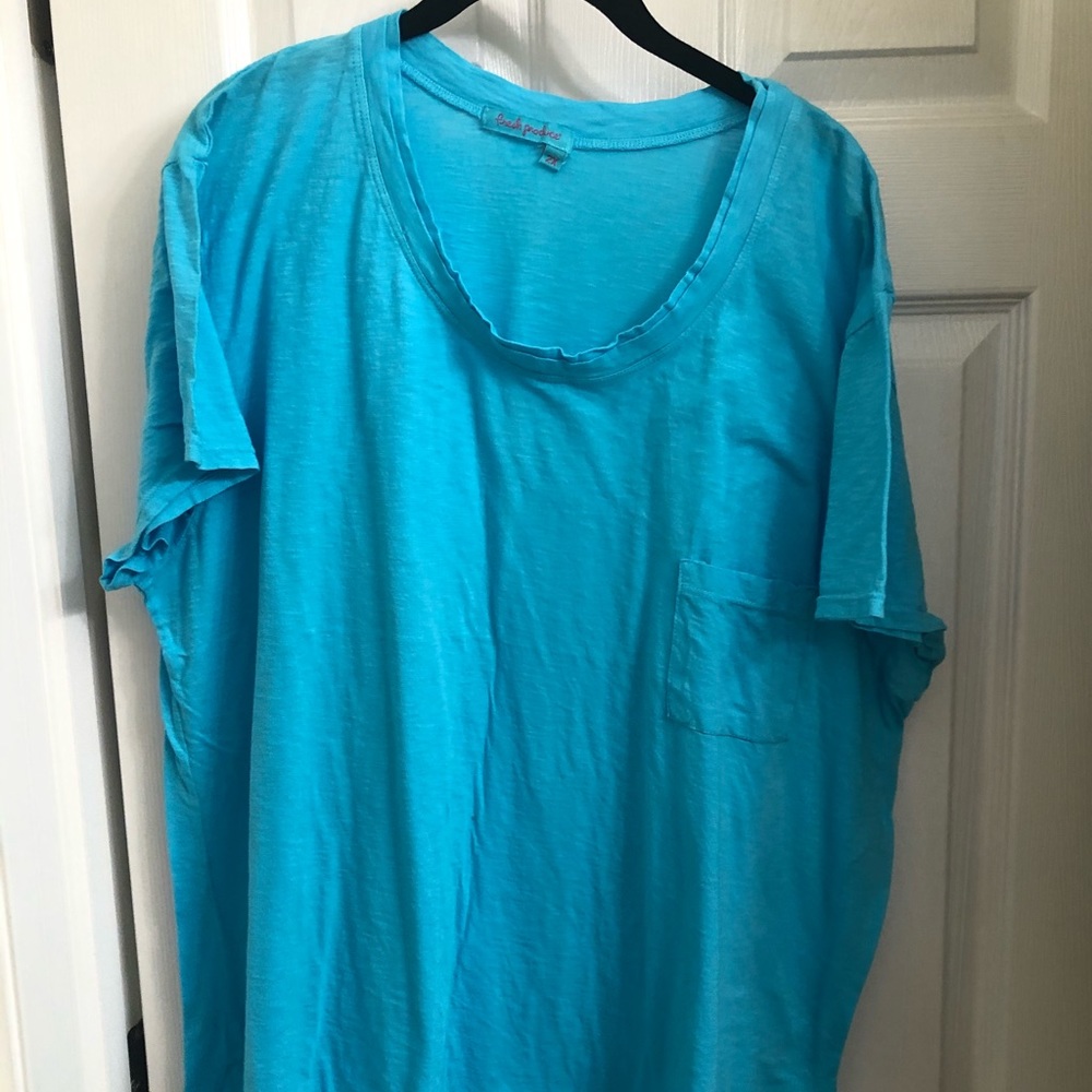 Caribbean blue pocket tee